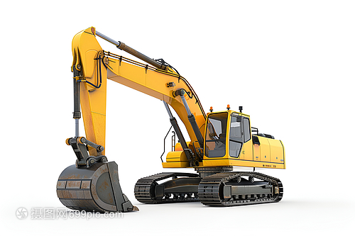 梦境中的巨人 超现实风格下的黄色建筑工程机械